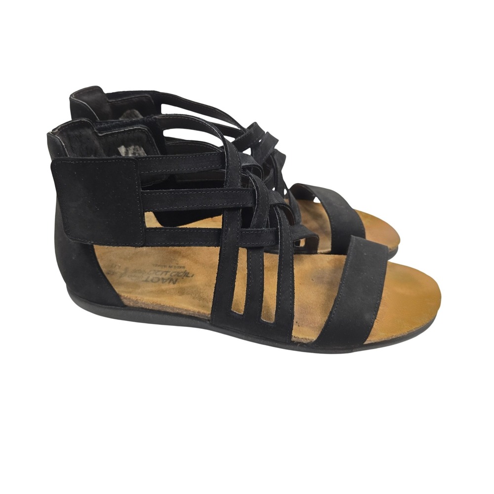 Naot Women Black Leather Gladiator Strappy Sandals Size 42 L11 Made in Israel